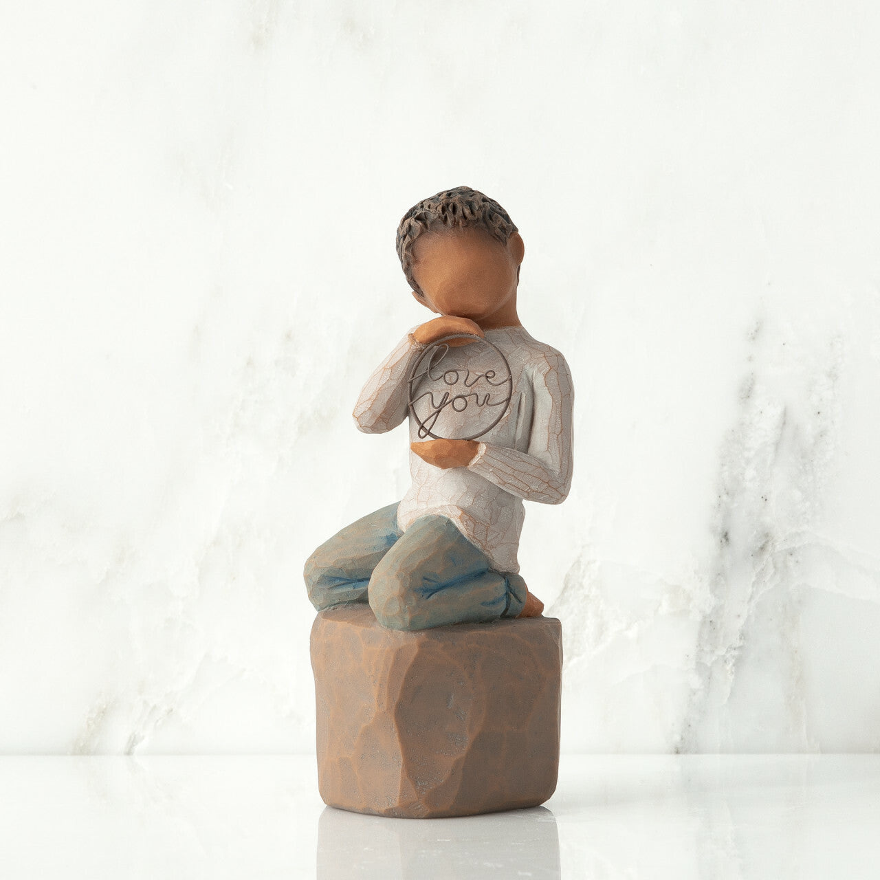 Love You Too darker skin figurine as a child love keepsake gift