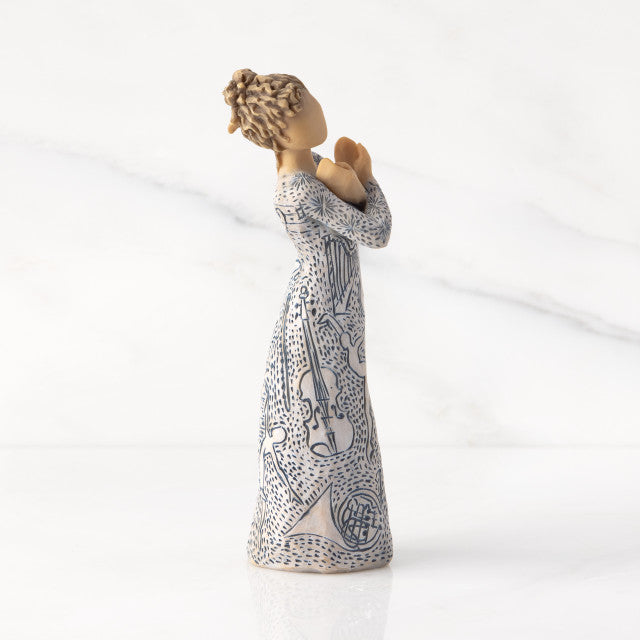 Detail view of Music Speaks Figurine – Lighter Skin Musician Gift for musicians and performers