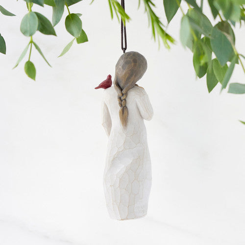 Messenger ornament with red cardinal as a comfort and love keepsake gift